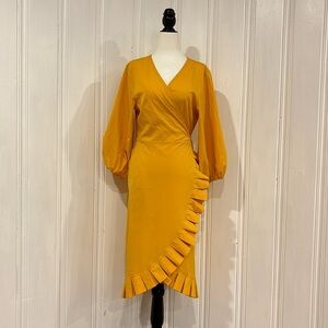 BEAUTY mustard yellow wrap dress